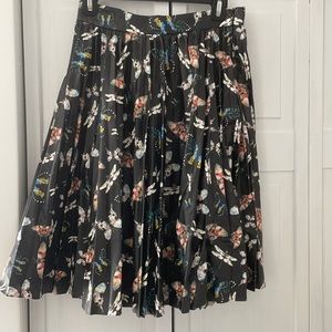 Pleated faux leather printed butterfly pleated skirt